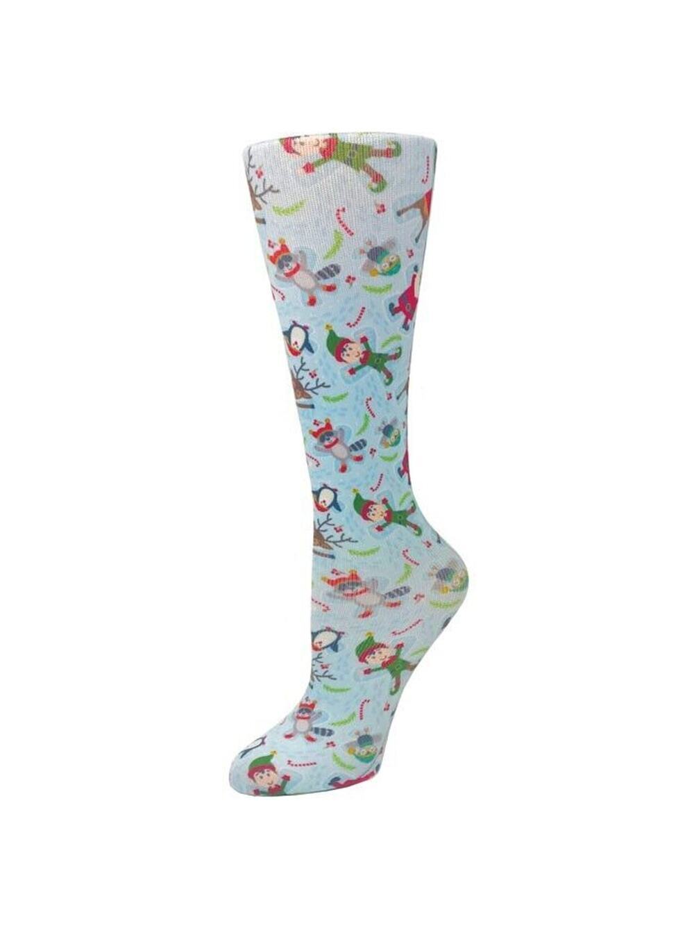 NEW Cutieful Therapeutic Compression Socks Fits Sizes 5-11 Christmas Snow Angels
